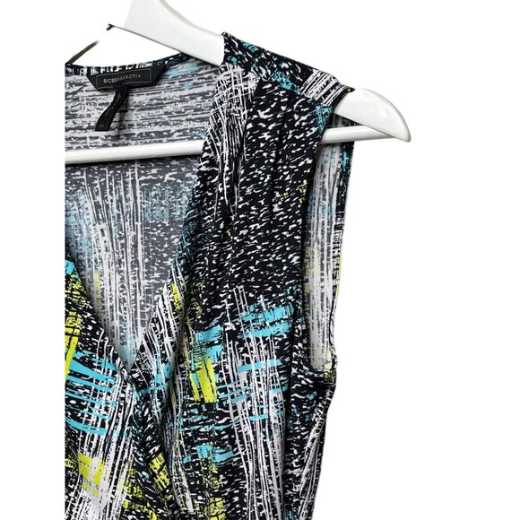 BCBGMAXAZRIA Abstract Print Ruched Sheath Dress XS - Picture 5 of 14